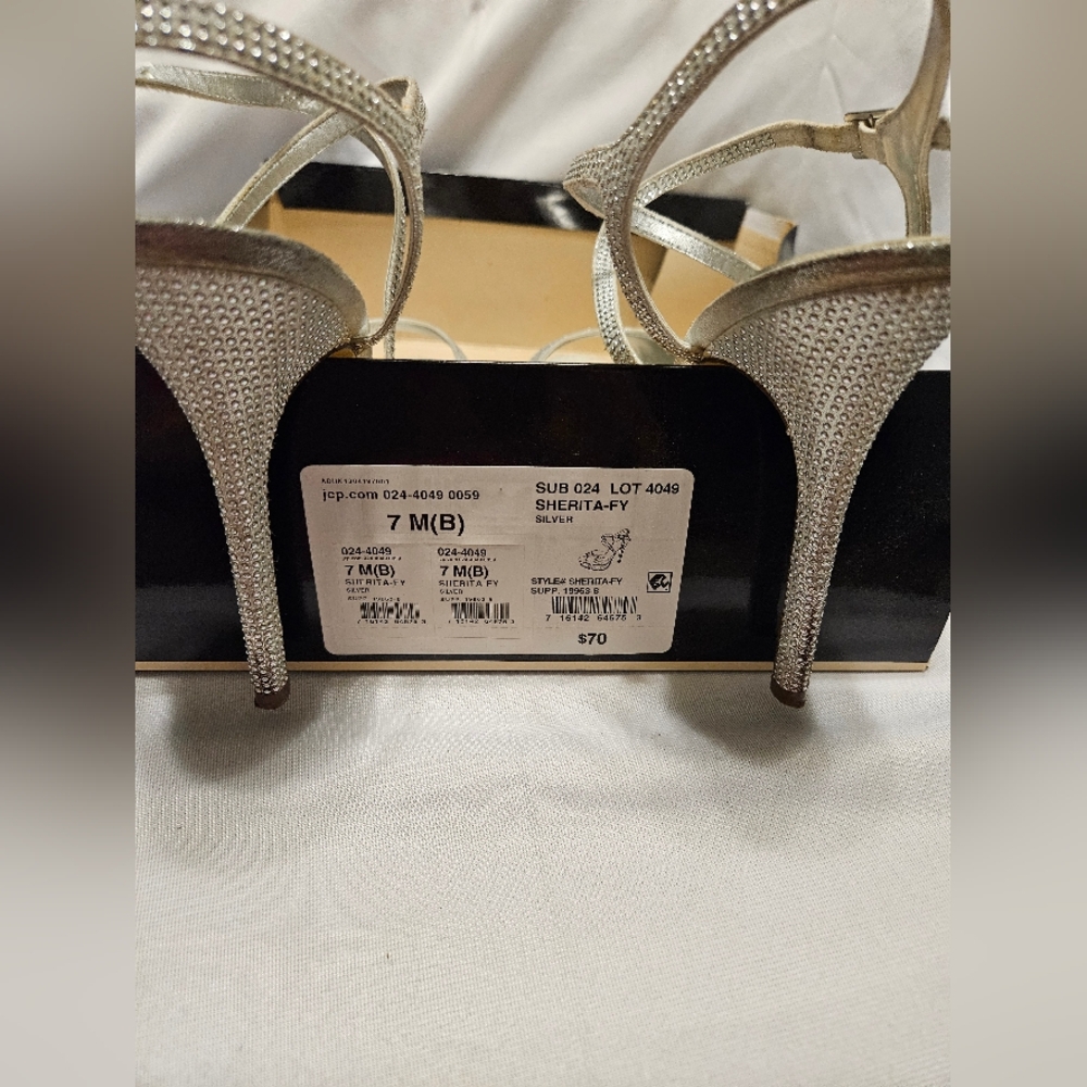 I. MILLER Sherita-FY Bride Prom Silver Platform SZ 7 Womens Strappy Heels - Picture 2 of 12